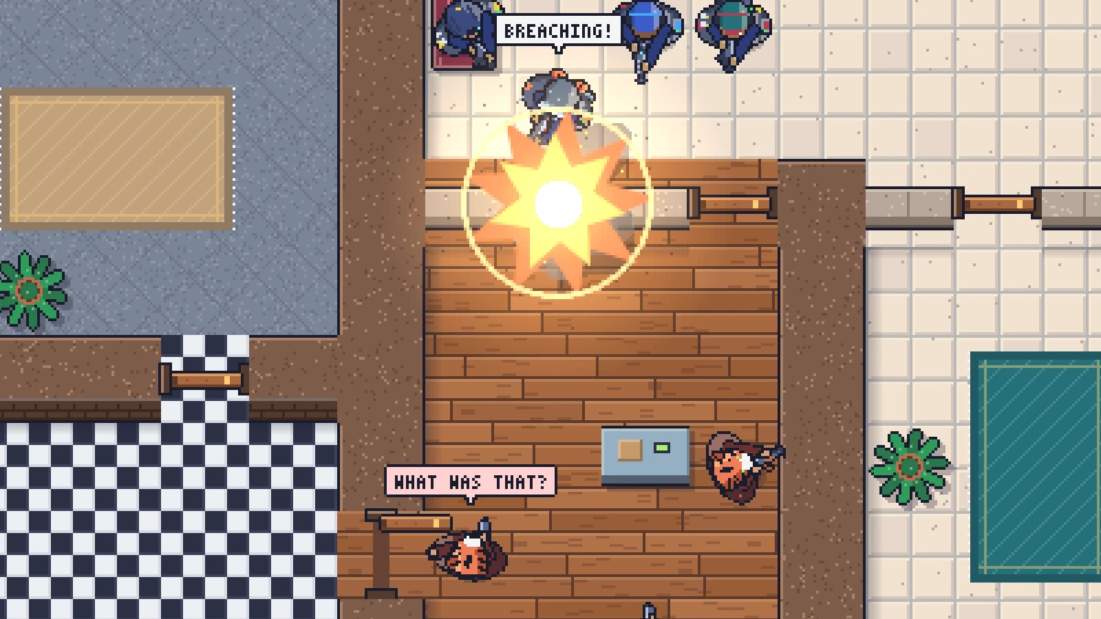 BREACHPOINT screenshot: Thin walls: a breach charge on a drywall partition makes your own door